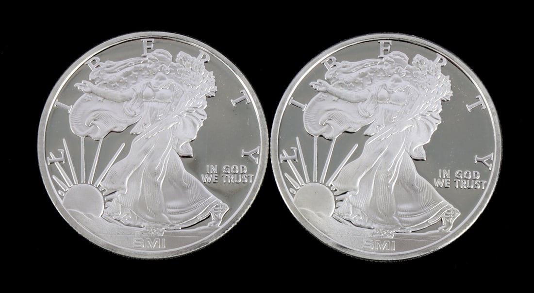 2 ONE TROY OUNCE .999 SILVER EAGLE ROUNDS (1 of 2)
