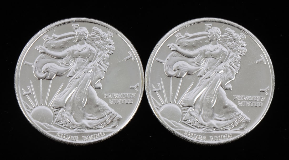2 ONE TROY OUNCE .999 SILVER EAGLE ROUNDS (1 of 2)