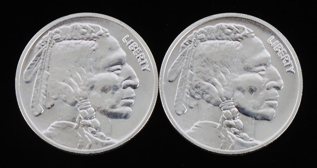 2 ONE TROY OUNCE .999 SILVER INDIAN HEAD ROUNDS (1 of 2)