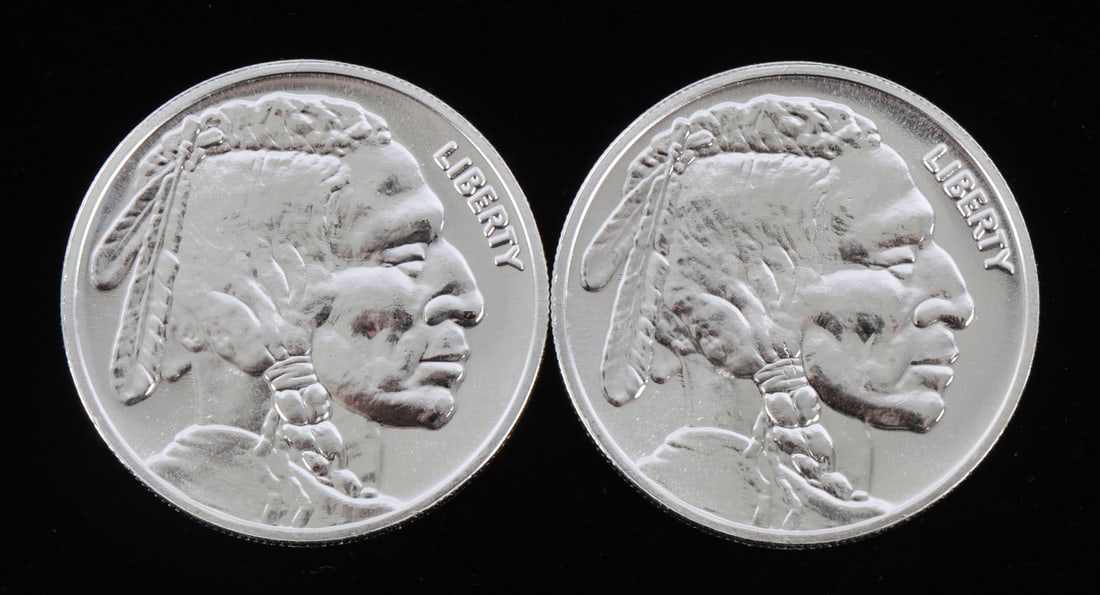 2 ONE TROY OUNCE .999 SILVER INDIAN HEAD ROUNDS (1 of 2)
