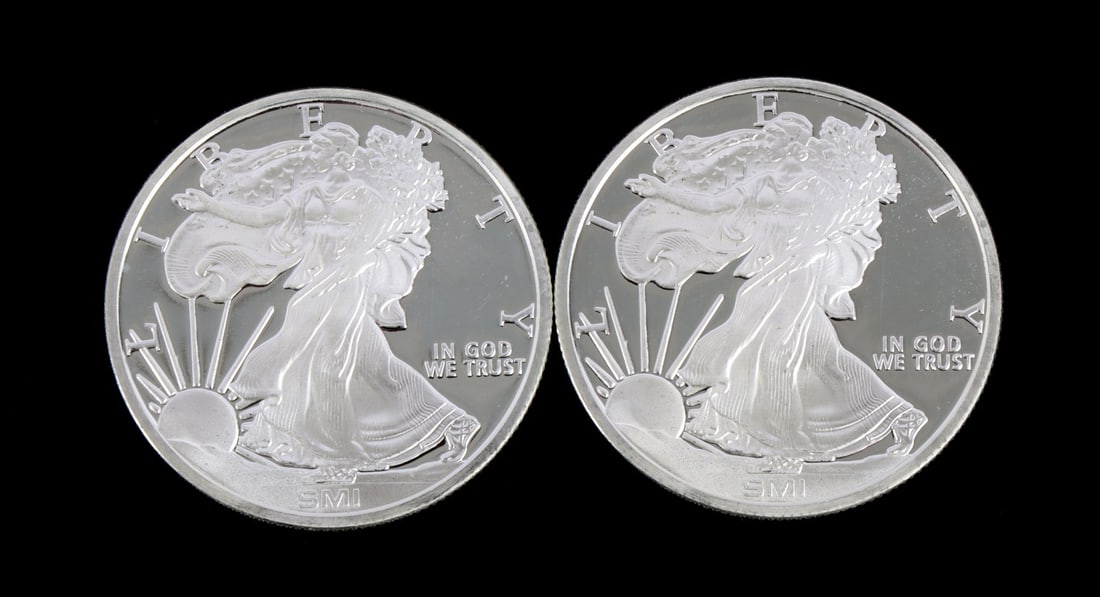 2 ONE TROY OUNCE .999 SILVER EAGLE ROUNDS (1 of 2)