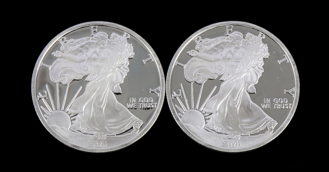 2 ONE TROY OUNCE .999 SILVER EAGLE ROUNDS (1 of 2)
