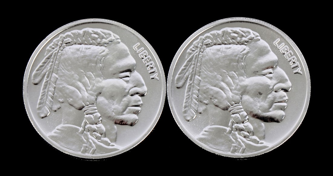 2 ONE TROY OUNCE .999 SILVER INDIAN HEAD ROUNDS (1 of 2)
