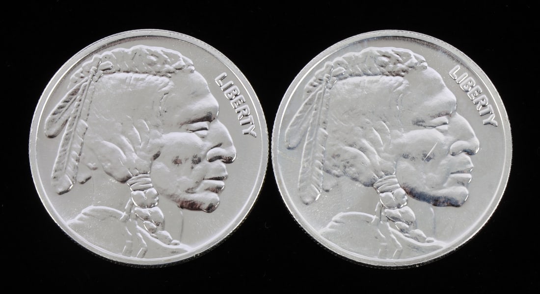 2 ONE TROY OUNCE .999 SILVER INDIAN HEAD ROUNDS (1 of 2)