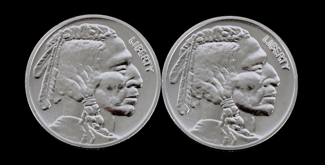 2 ONE TROY OUNCE .999 SILVER INDIAN HEAD ROUNDS (1 of 2)