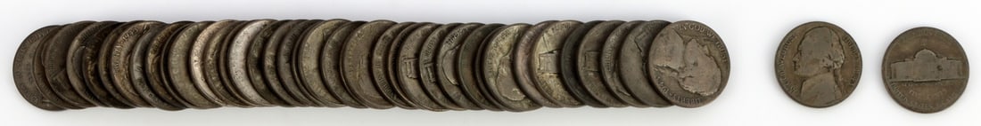ONE TUBE OF 40% SILVER WAR NICKELS (1 of 2)