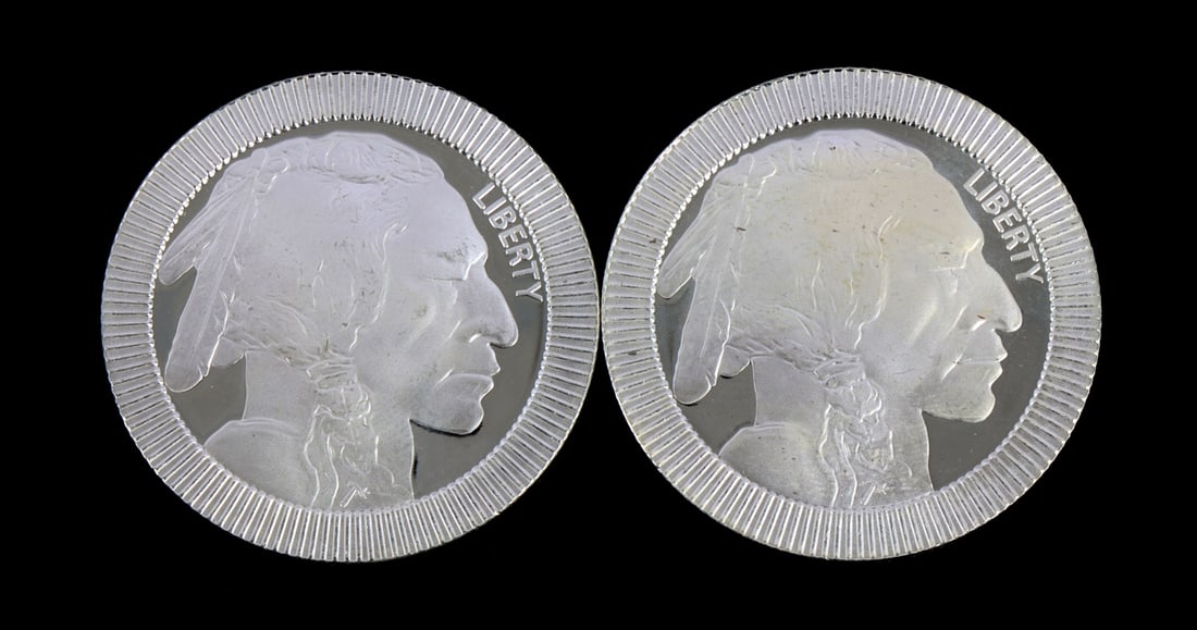 2 ONE TROY OUNCE .999 SILVER INDIAN HEAD ROUNDS (1 of 2)