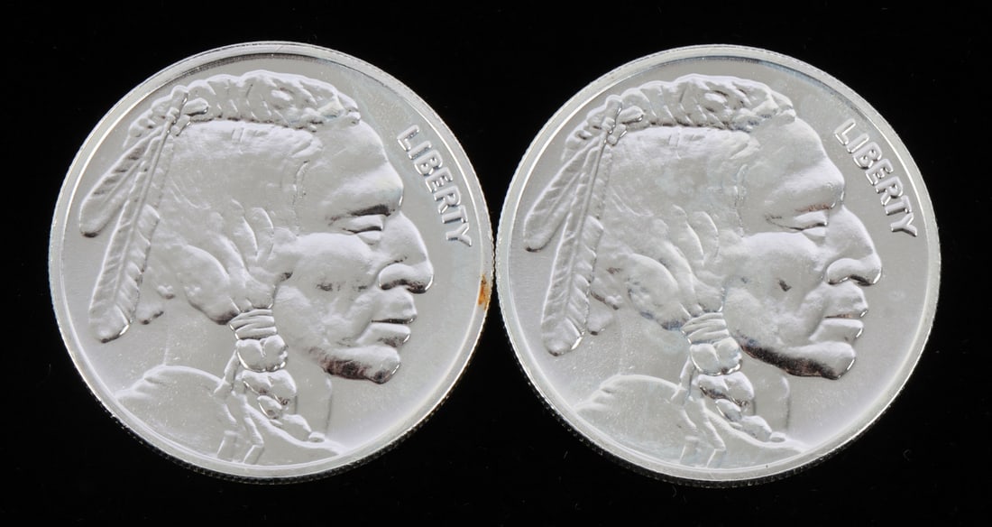 2 ONE TROY OUNCE .999 SILVER INDIAN HEAD ROUNDS (1 of 2)