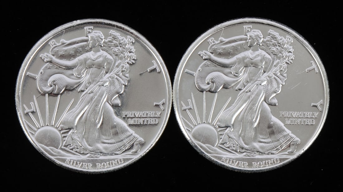 2 ONE TROY OUNCE .999 SILVER EAGLE ROUNDS (1 of 2)