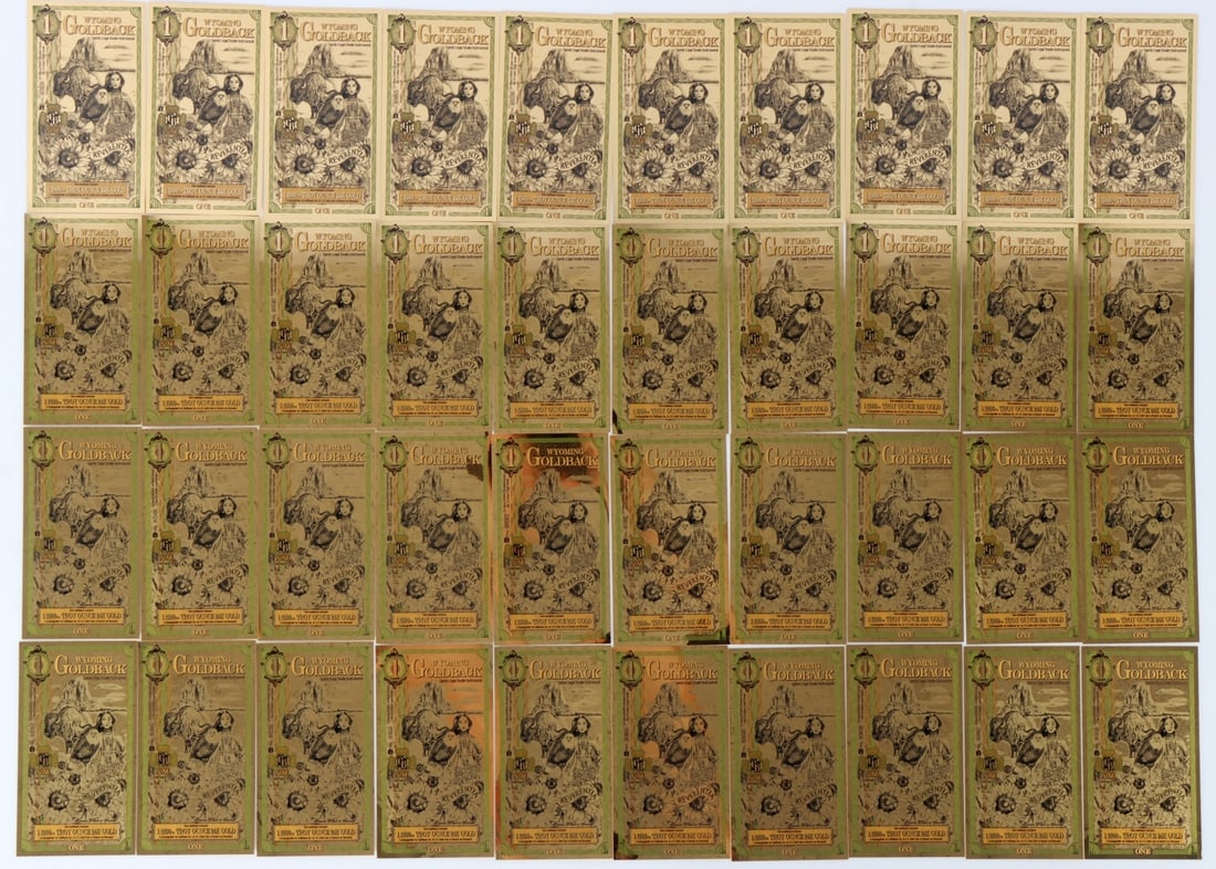FORTY 1/1000 OZT 24KT WYOMING $1 GOLDBACK CURRENCY (1 of 6)