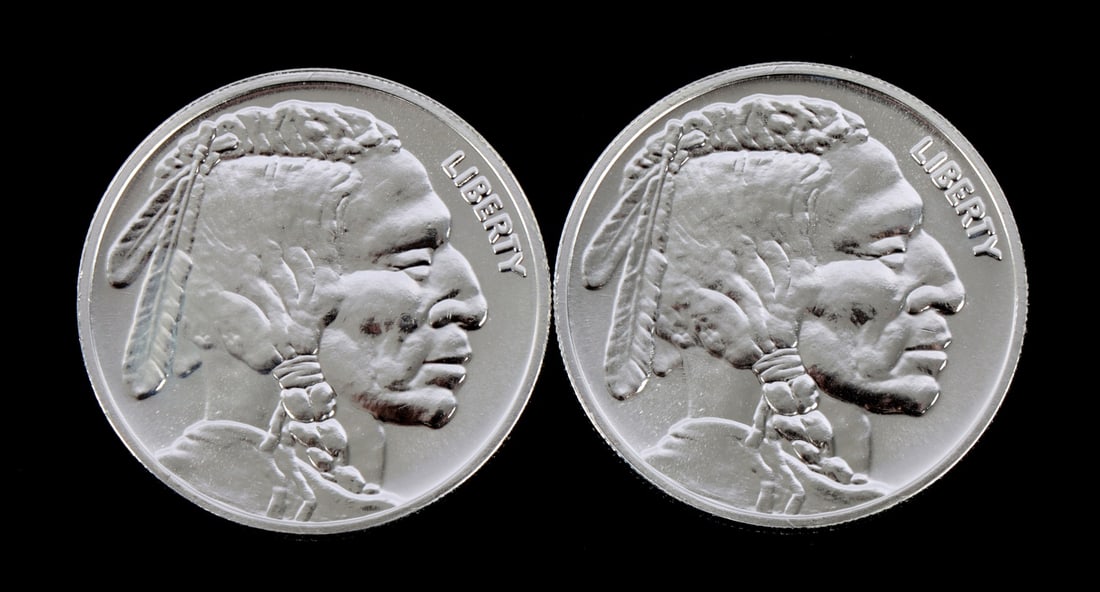 2 ONE TROY OUNCE .999 SILVER INDIAN HEAD ROUNDS (1 of 2)