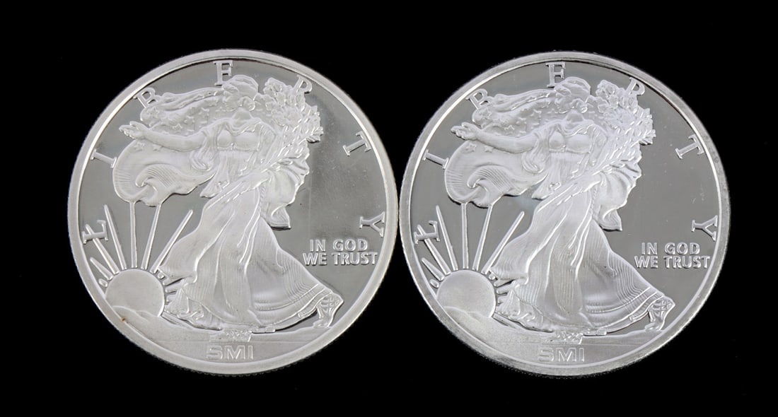 2 ONE TROY OUNCE .999 SILVER EAGLE ROUNDS (1 of 2)