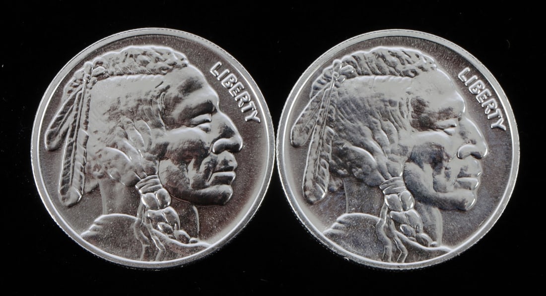 2 ONE TROY OUNCE .999 SILVER INDIAN HEAD ROUNDS (1 of 2)