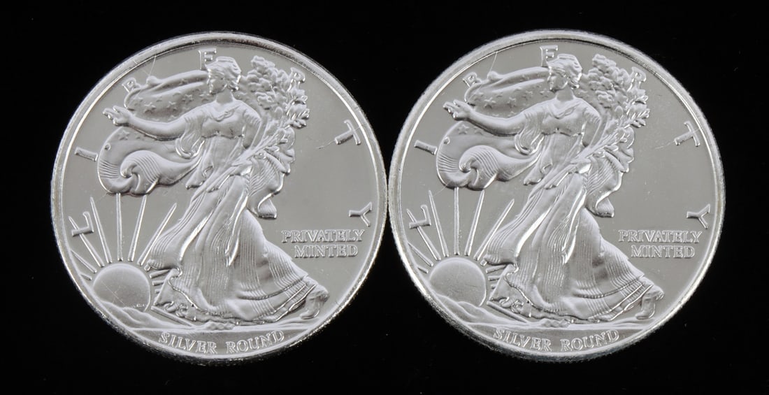 2 ONE TROY OUNCE .999 SILVER EAGLE ROUNDS (1 of 2)