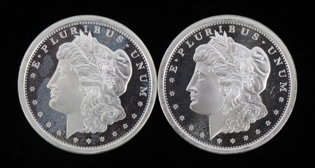 2 ONE TROY OUNCE .999 SILVER MORGAN ROUNDS (1 of 2)