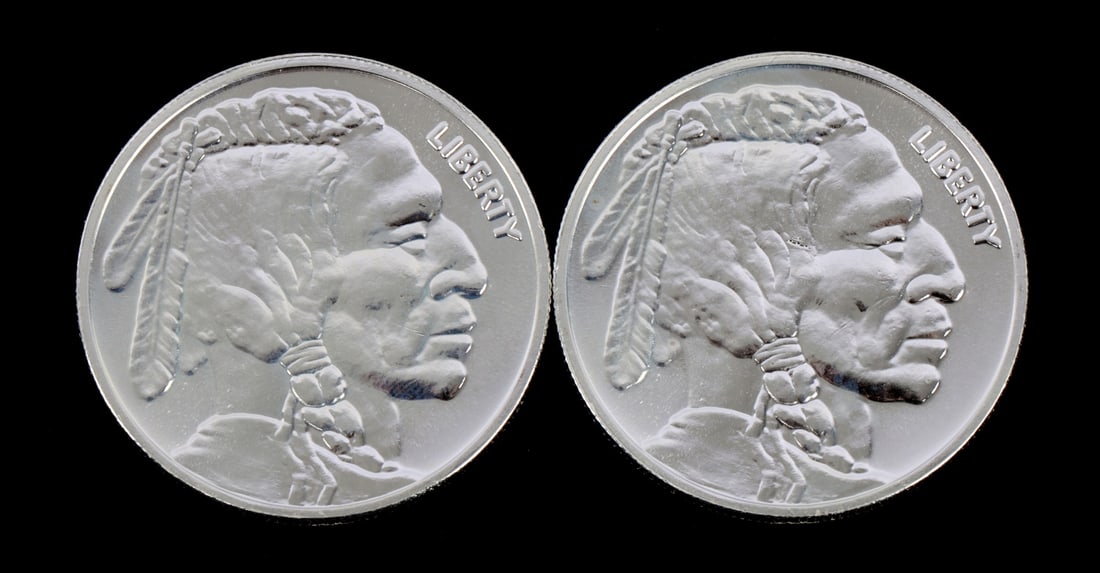 2 ONE TROY OUNCE .999 SILVER INDIAN HEAD ROUNDS (1 of 2)