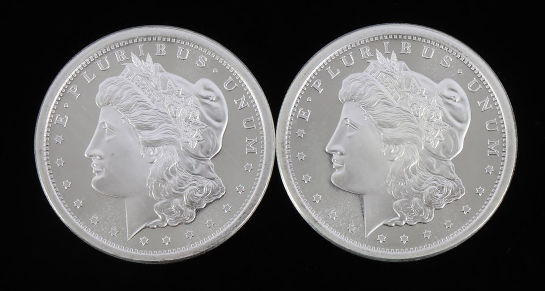 2 ONE TROY OUNCE .999 SILVER MORGAN ROUNDS (1 of 2)