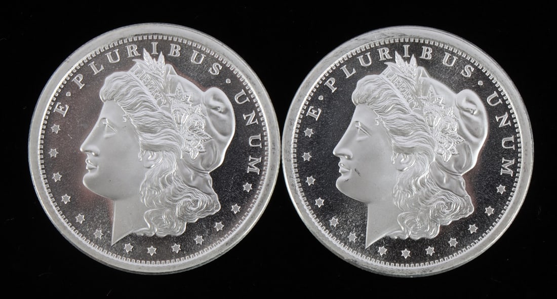 2 ONE TROY OUNCE .999 SILVER MORGAN ROUNDS (1 of 2)