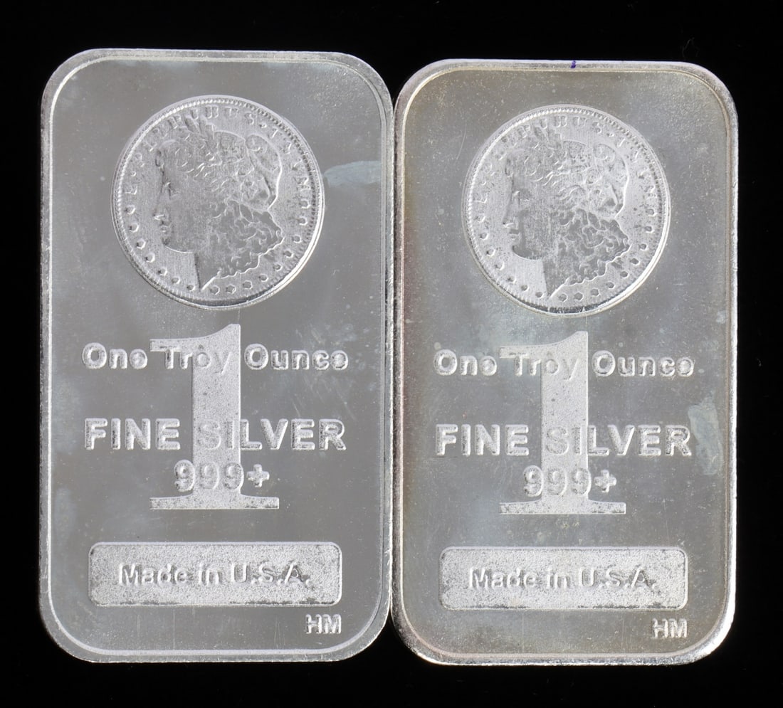 2 ONE TROY OUNCE .999 SILVER MORGAN BULLION BARS (1 of 2)
