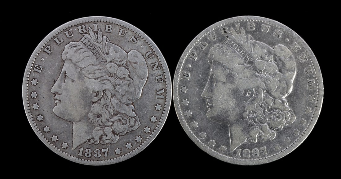 TWO MORGAN SILVER DOLLARS MIXED DATE (1 of 3)