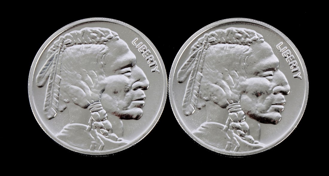 2 ONE TROY OUNCE .999 SILVER INDIAN HEAD ROUNDS (1 of 2)