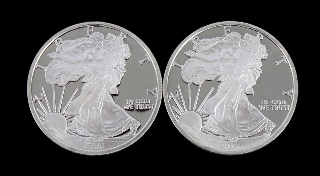 2 ONE TROY OUNCE .999 SILVER EAGLE ROUNDS (1 of 2)
