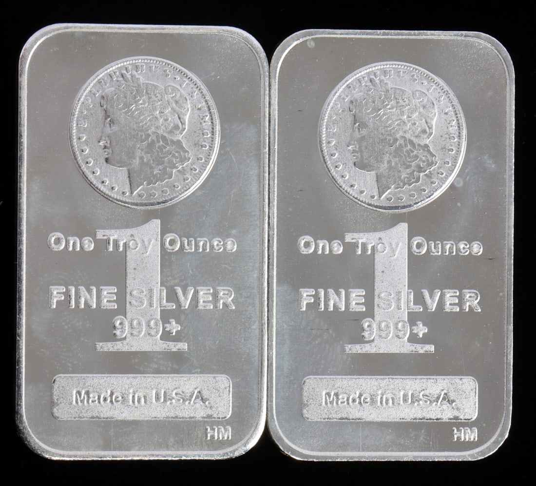 2 ONE TROY OUNCE .999 SILVER MORGAN BULLION BARS (1 of 2)