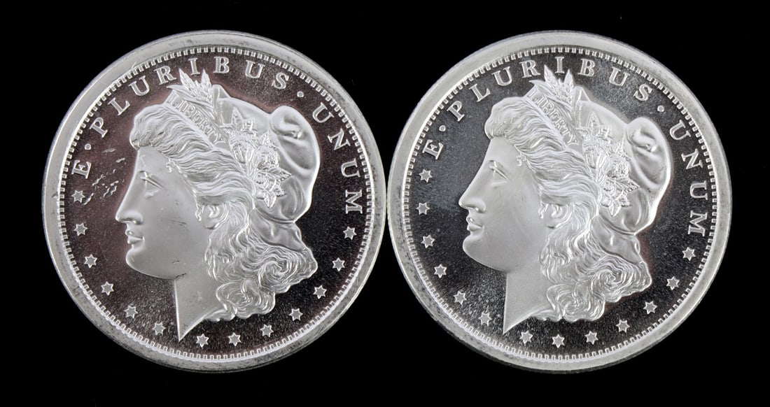2 ONE TROY OUNCE .999 SILVER MORGAN BULLION ROUNDS (1 of 2)