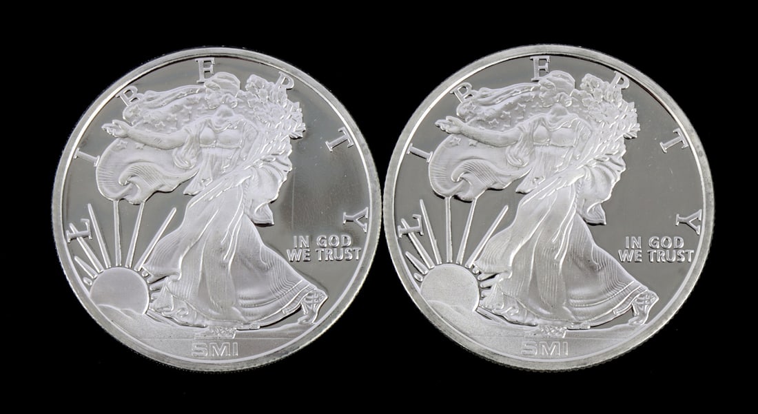 2 ONE TROY OUNCE .999 SILVER EAGLE ROUNDS (1 of 2)