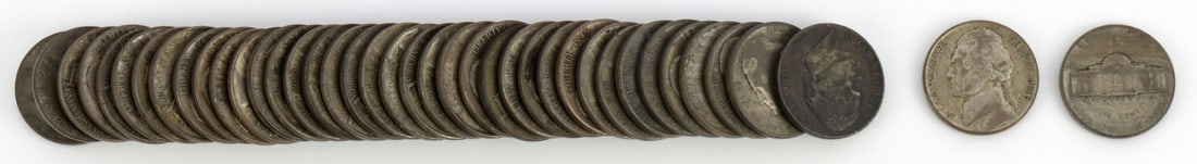ONE TUBE OF 40% SILVER WAR NICKELS (1 of 2)