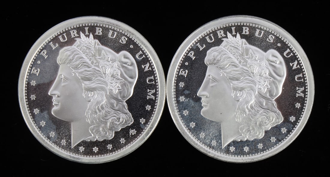 2 ONE TROY OUNCE .999 SILVER MORGAN ROUNDS (1 of 2)