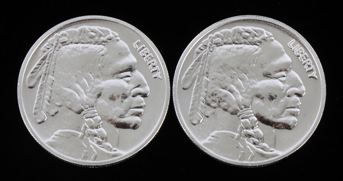 2 ONE TROY OUNCE .999 SILVER INDIAN HEAD ROUNDS (1 of 2)
