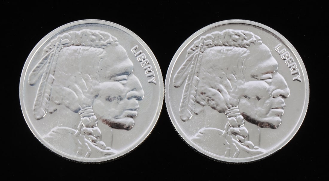2 ONE TROY OUNCE .999 SILVER INDIAN HEAD ROUNDS (1 of 2)