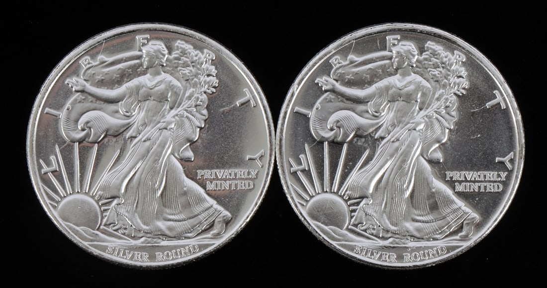 2 ONE TROY OUNCE .999 SILVER EAGLE ROUNDS (1 of 2)