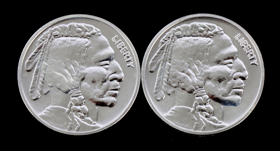 2 ONE TROY OUNCE .999 SILVER INDIAN HEAD ROUNDS (1 of 2)
