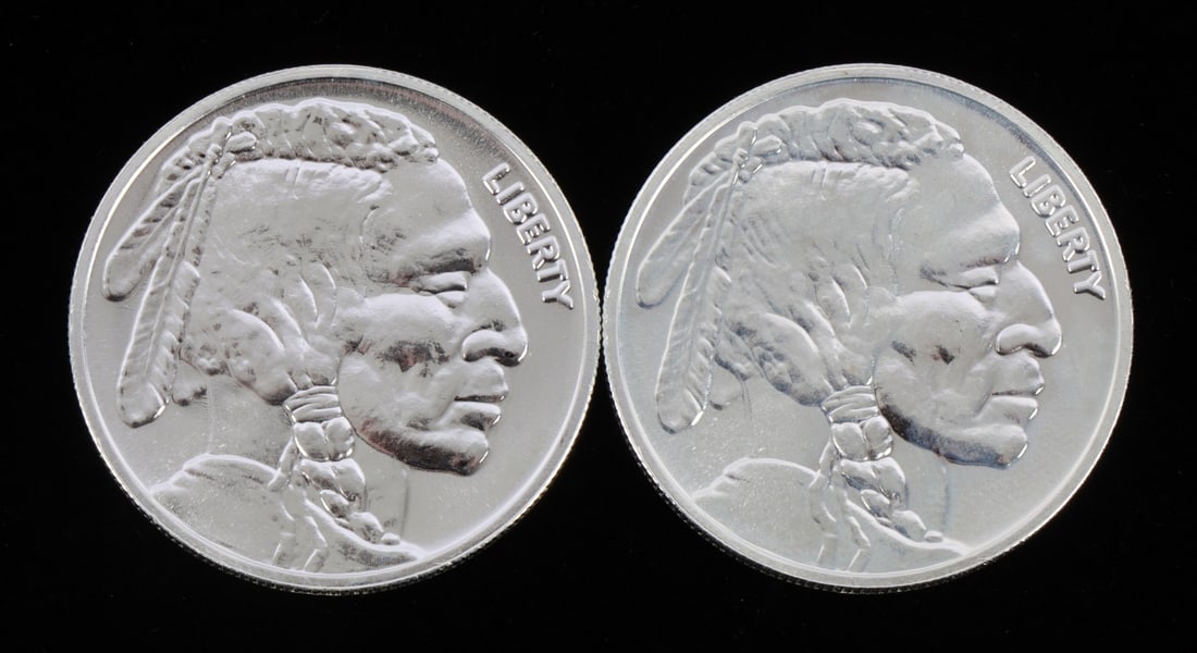 2 ONE TROY OUNCE .999 SILVER INDIAN HEAD ROUNDS (1 of 2)
