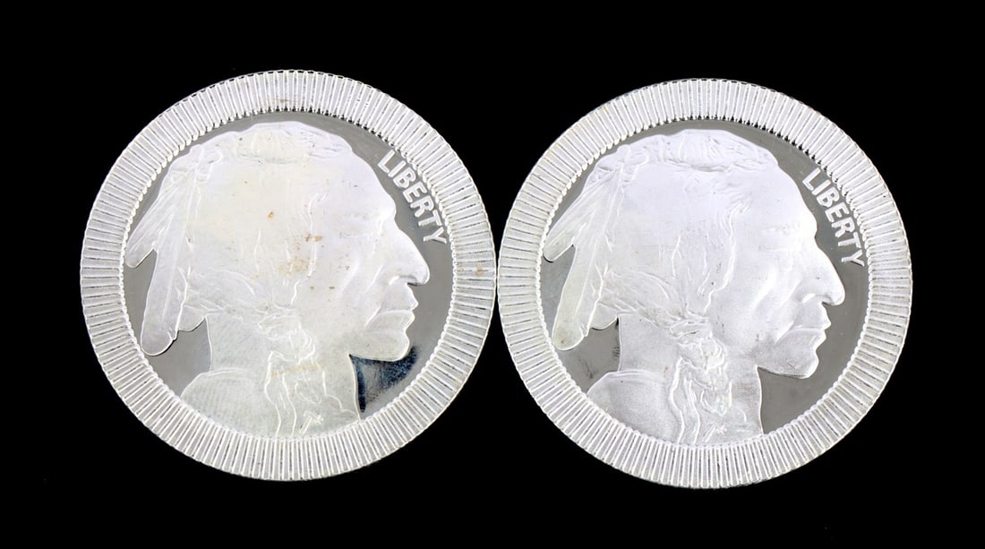 2 ONE TROY OUNCE .999 SILVER INDIAN HEAD ROUNDS (1 of 2)