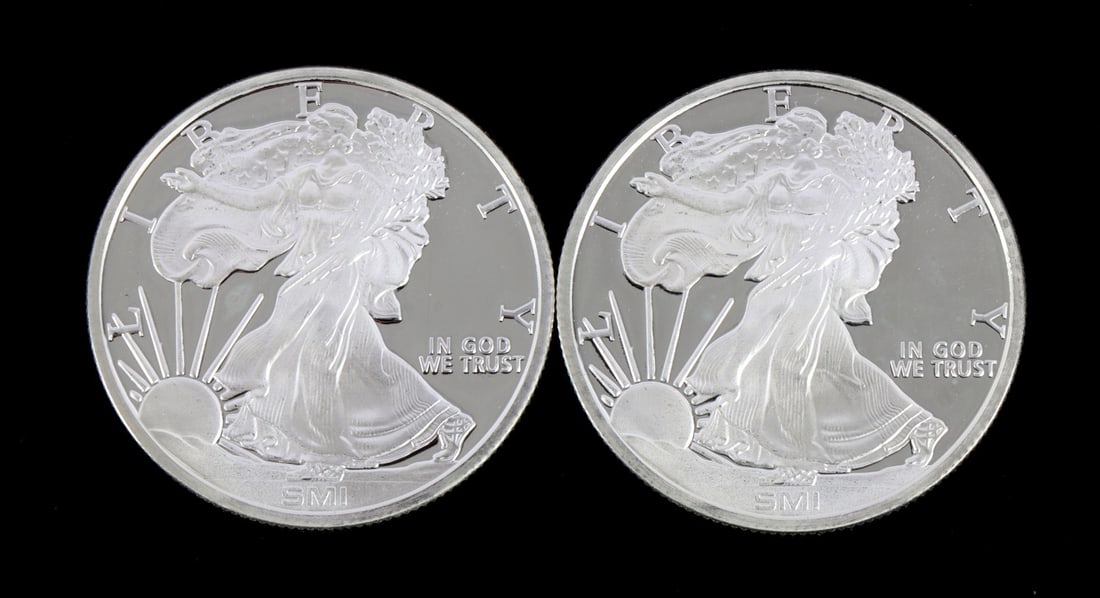 2 ONE TROY OUNCE .999 SILVER EAGLE ROUNDS (1 of 2)