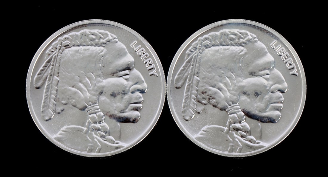 2 ONE TROY OUNCE .999 SILVER INDIAN HEAD ROUNDS (1 of 2)