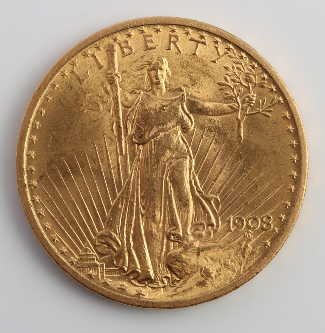 1908 ST GAUDENS $20 GOLD EAGLE COIN AU TO MS (1 of 2)