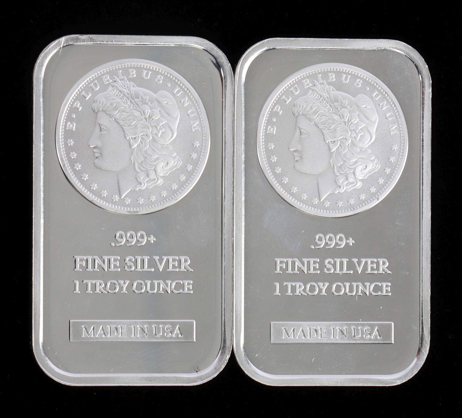 TWO 1 OZT .999 SILVER BULLION BAR MORGAN (1 of 3)