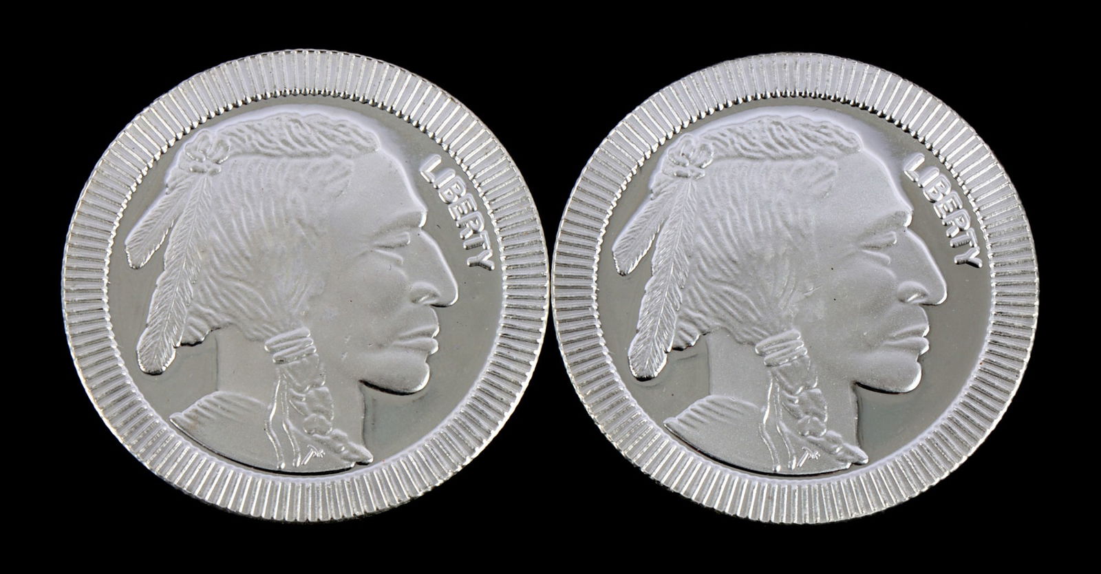 TWO 1 OZT .999 SILVER ROUNDS INDIAN HEAD & BUFFALO (1 of 2)