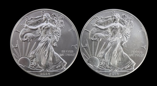 2 ONE TROY OUNCE .999 SILVER EAGLE 2014