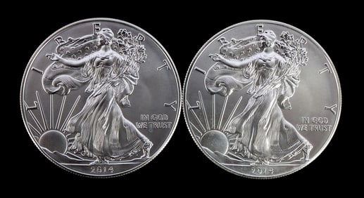2 ONE TROY OUNCE .999 SILVER EAGLE 2014
