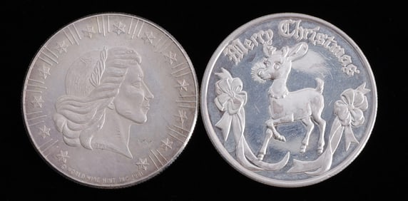 TWO 1 OUNCE SILVER BULLION ROUNDS