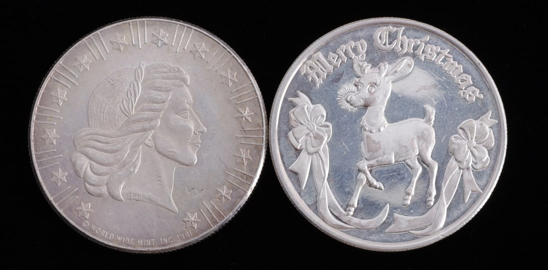 TWO 1 OUNCE SILVER BULLION ROUNDS (1 of 3)