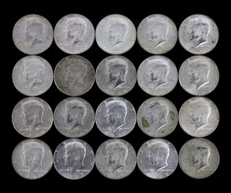 $10 FACE US SILVER 40% KENNEDY HALF DOLLARS