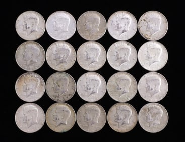 $10 FACE US SILVER 40% KENNEDY HALF DOLLARS