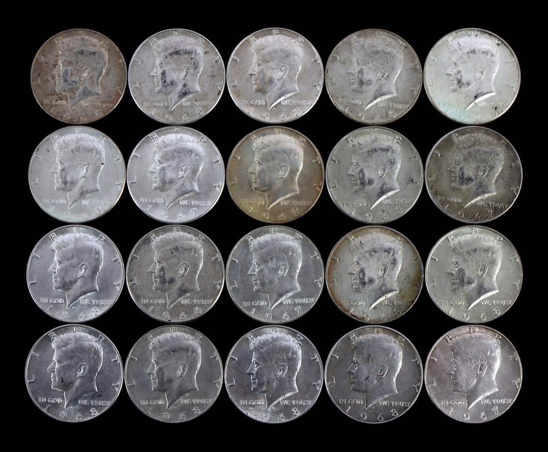 $10 FACE VALUE PRE-1969 40% SILVER HALF DOLLARS (1 of 2)