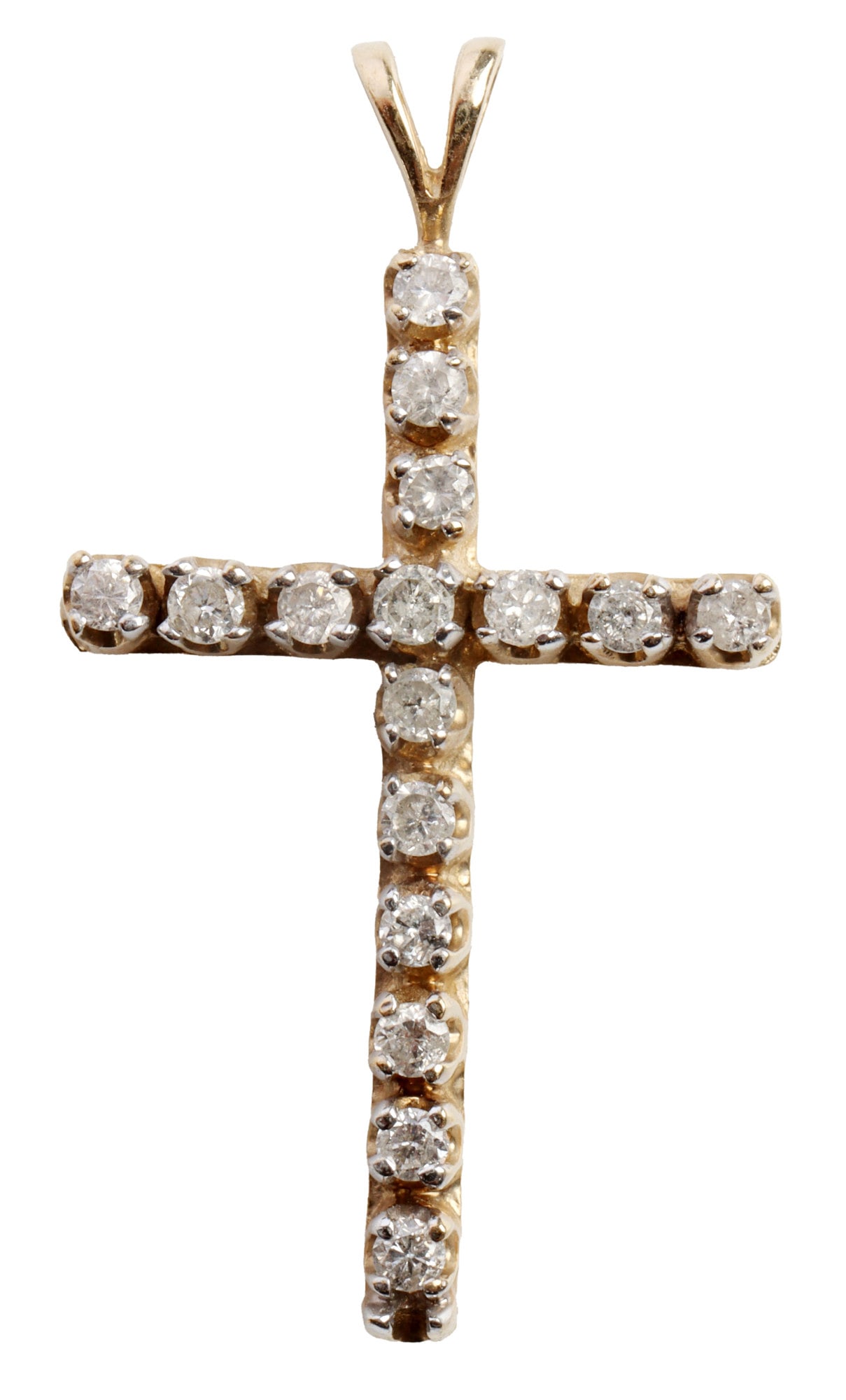 DIAMOND 10K GOLD CROSS PENDANT 1.25 INCH (1 of 6)
